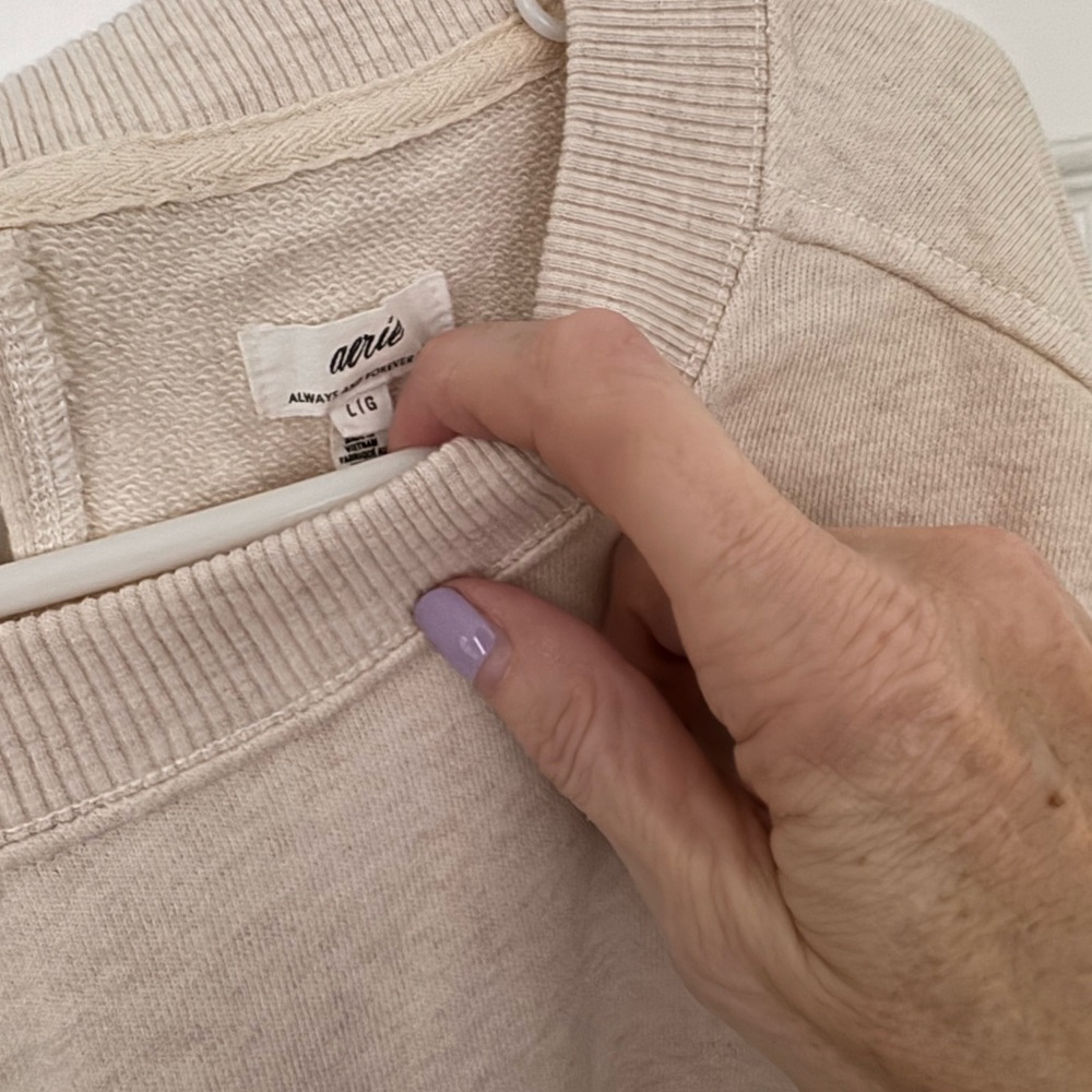 aerie Neutral Cream Crewneck Sweatshirt